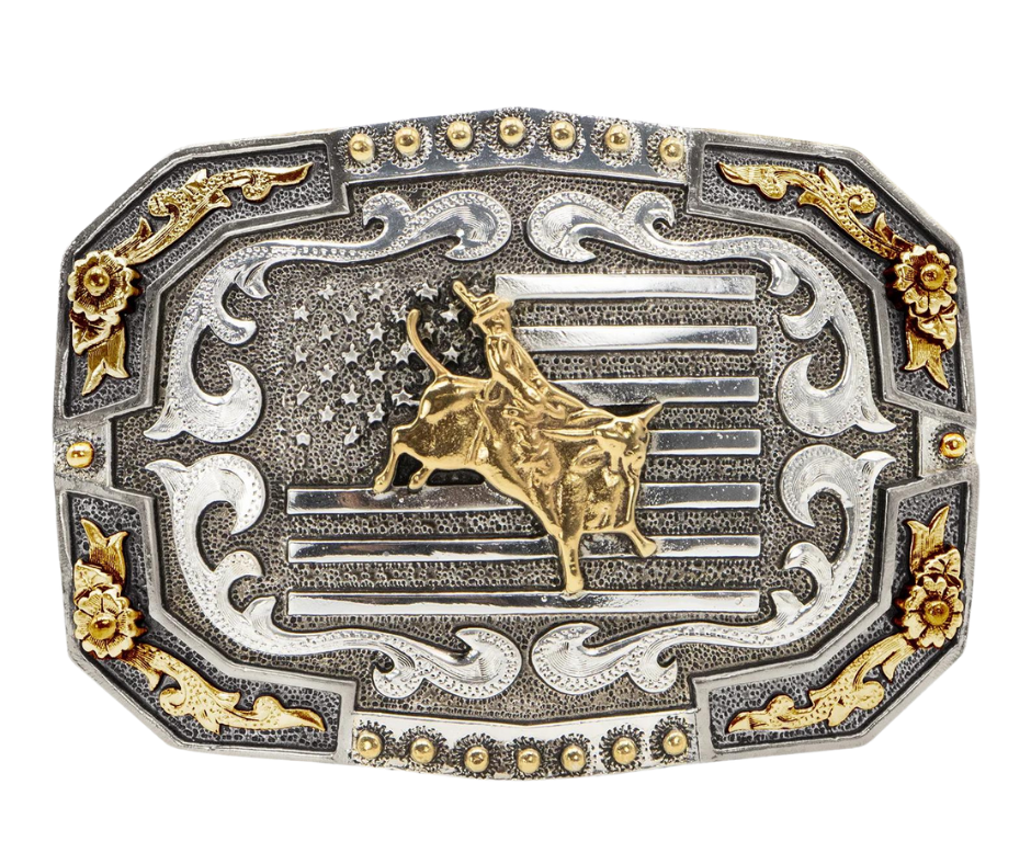 American Bullrider Flag Belt Buckle – Buckle and Hide