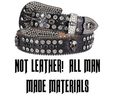 Be the most Blinged out on your motorcycle ride! This NON leather belt appeals to the woman who loves all the attention. The buckle and the belt BLINGED to the MAX!  It's 1 1/2" wide and has EYELETS for the adjustment holes to help with longevity.  Available in our Smyrna, TN shop. Imported