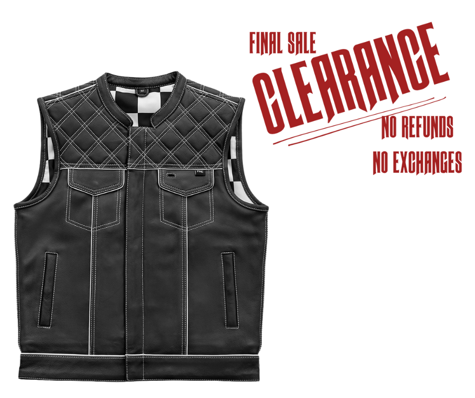 White Checker Leather Club Vest REDUCED! – Buckle and Hide Leather LLC