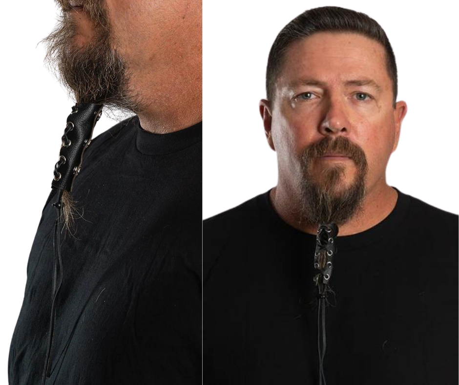 Lace up Beard Wraps are perfect for keeping your beard from getting into knots, on a windy day or during motorcycle rides. Made with Leather they can fit most any size Beards. Visit our Smyrna TN shop, conveniently located near downtown Nashville.
3" Full Grain Leather Beard Holder
Prevents beard blow out.
Hook It, Wrap It, Snap It!