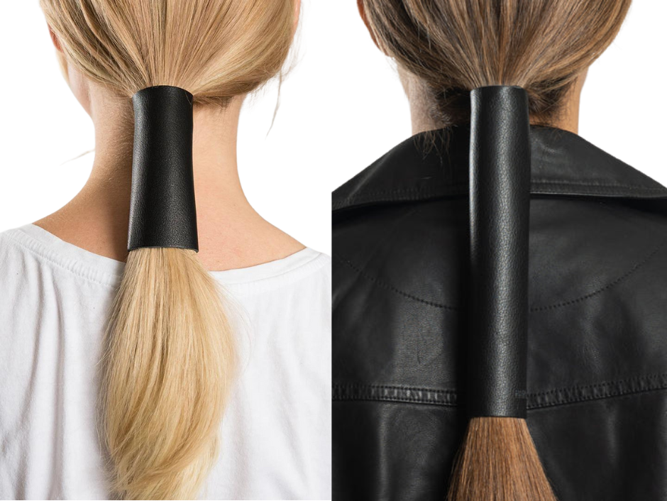 3pc Leather Hair Ponytail Holders/Wraps Skull Hair Jewelry Black Leather Hair Ties Ponytail Holder  main image 2