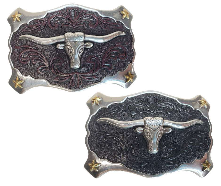 Embossed Leather Scroll insert
3d Longhorn and Stars
Fits 1 1/2" belts
Choose Black or Brown Leather insert
Limited stock at our Smyrna, TN store