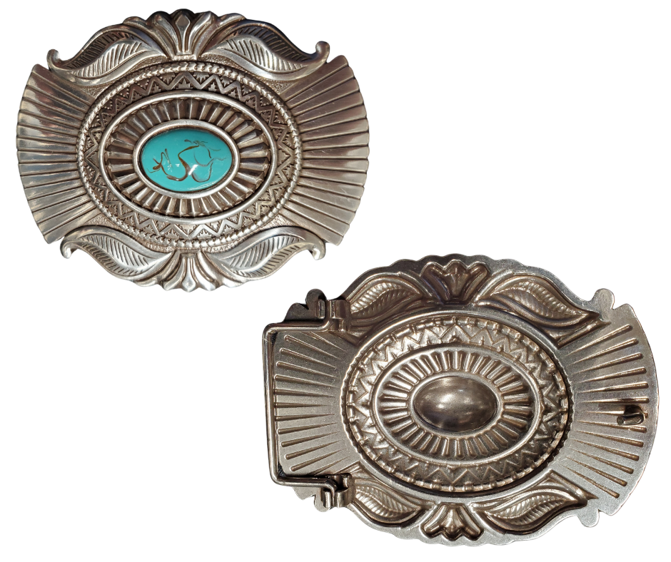 Craving that Southwest vibe? This Mexico Sky Belt Buckle is your perfect fashion sidekick! It adds flair to casual jeans-and-tee days or jazzes up your favorite skirt. Hurry to our Smyrna, TN shop. Fit's 1 1 /2" belts. Size is approximately 4x3 inches.