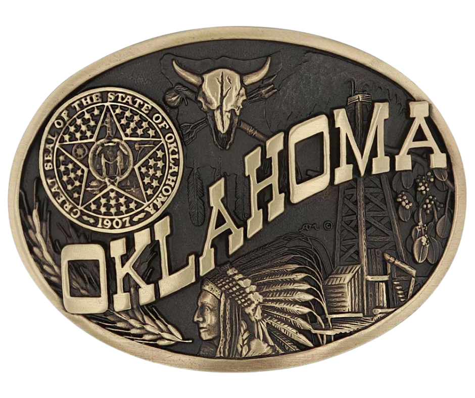 Oklahoma State Buckle – Buckle and Hide Leather