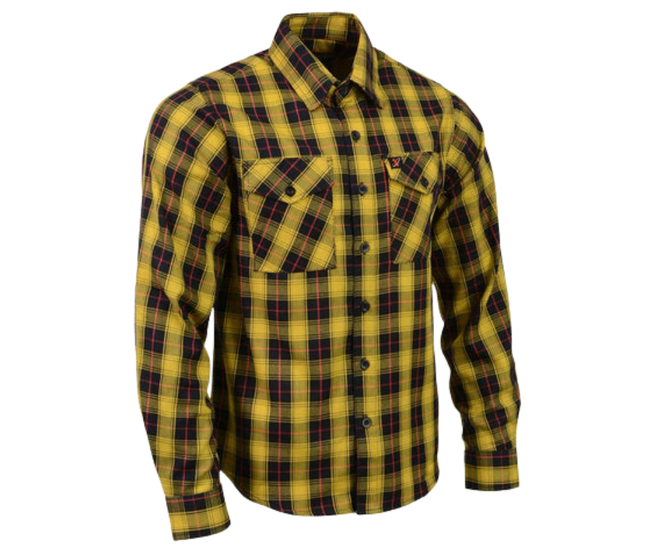 Milwaukee Leather MNG11666 Men s Black and Red with Yellow Long Sleeve Cotton Flannel Shirt Large