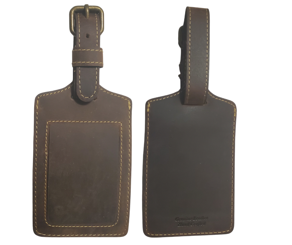 Make sure you can easily identify your luggage, briefcase, or gym bag with our classy Leather Luggage Tag. Put on the bag handle with a buckled strap for a secure attachment, and it is made from distressed leather. Get yours at our Smyrna TN shop, just a quick drive away from BNA in Nashville.