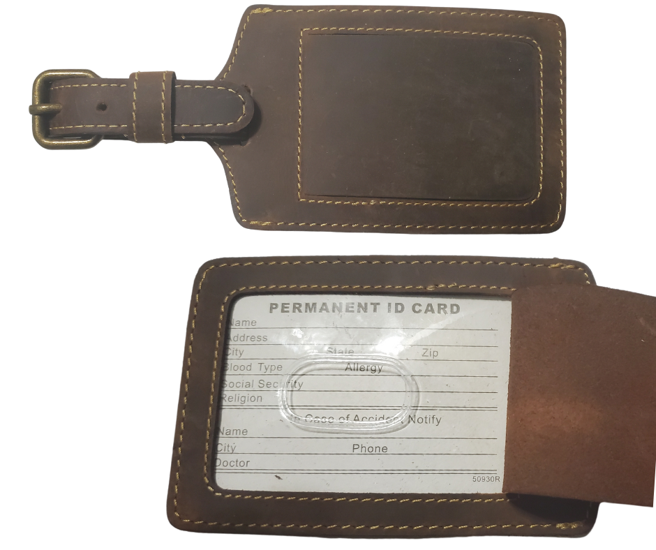 Make sure you can easily identify your luggage, briefcase, or gym bag with our classy Leather Luggage Tag. Put on the bag handle with a buckled strap for a secure attachment, and it is made from distressed leather. Get yours at our Smyrna TN shop, just a quick drive away from BNA in Nashville.