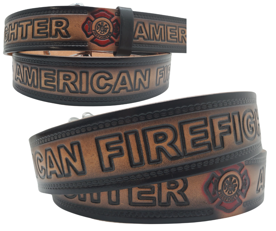 Firefighter leather belt sales