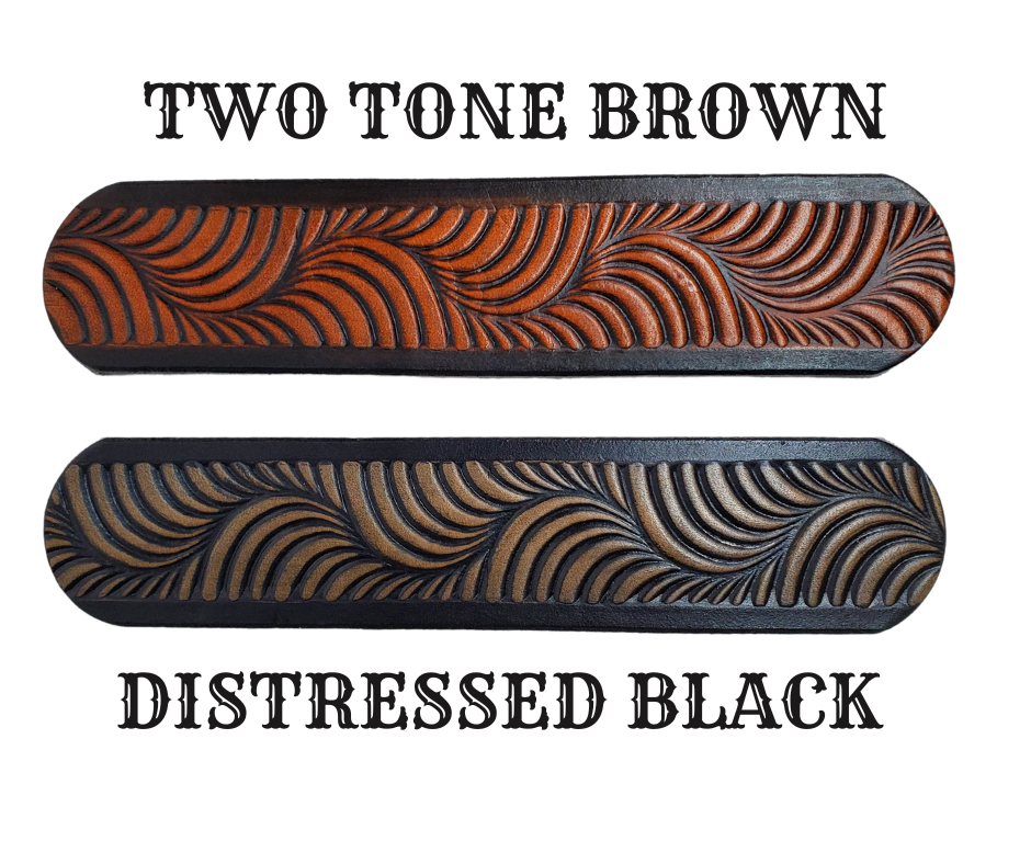 Named after it's swirly pattern it's crafted from full grain American vegetable tanned cowhide, this 1 1/2" belt boasts an antique nickle plated solid brass buckle and smooth, burnished painted edges. Name customization is available with a maximum of 10 letters. The buckle snaps in place for effortless changing if desired. Produced in our Smyrna, TN, USA shop.