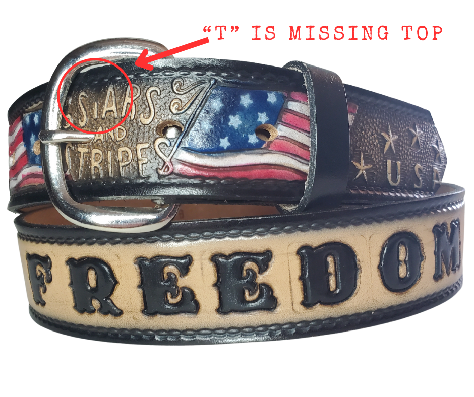 "The Stars and Stripes" NAME Leather Belt "Quick Ship"