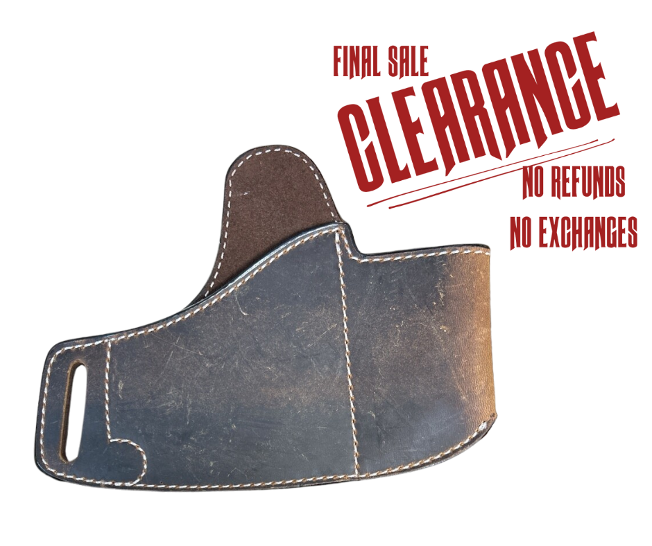 The Leather Belt Holster is a popular choice for everyday carry. Crafted with all leather and a slots for belt attachment, this holster also offers a slot for a magazine. See them at our local shop in Smyrna, TN. Choose Black or Brown and fit belts up to 1 3/4" width.