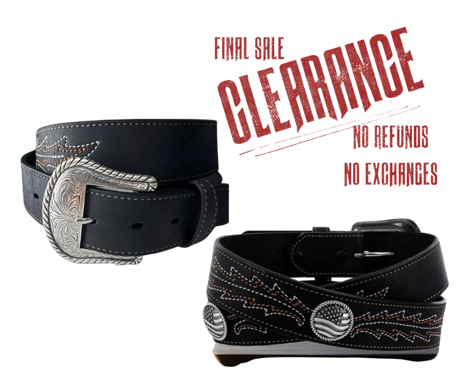 US Flag Concho Leather Belt CLOSEOUT!