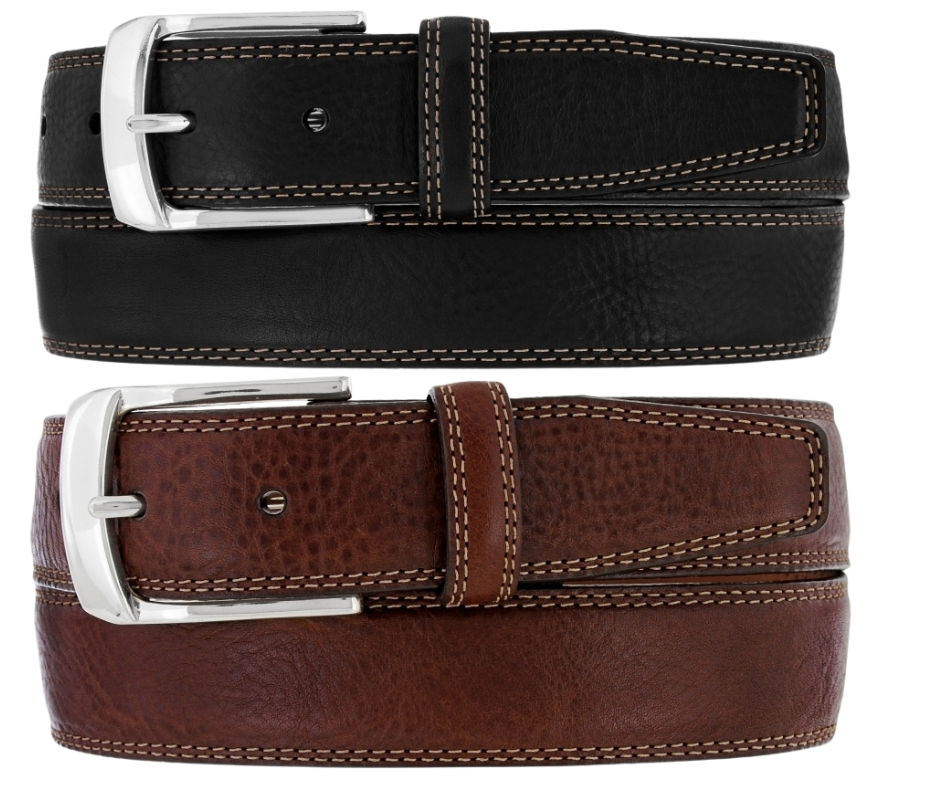 We get all types of people in our shop and we like to offer a variety of Classic Styled Leather belts. This Casual Dress Belt features a tapered edge and tip, Double edge stitch Layered Leather NO fillers Proudly handcrafted in the USA with imported materials in a versatile 1 3/8" width. Available at our Smyrna, TN shop just outside Nashville.