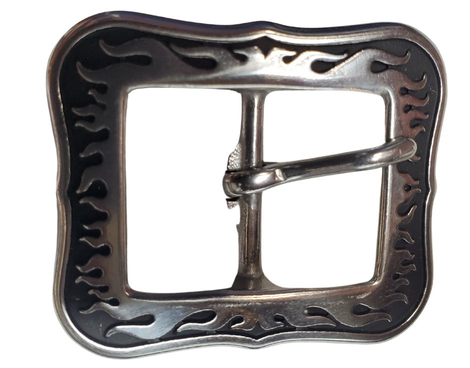 Stainless Steel 1" Width - Fired up and ready to attach to your existing belt. Designed to fit 1" belts and measuring approximately 1 3/4" x 1-7/8", it's available in our shop near Nashville in Smyrna, TN. Limited stock.