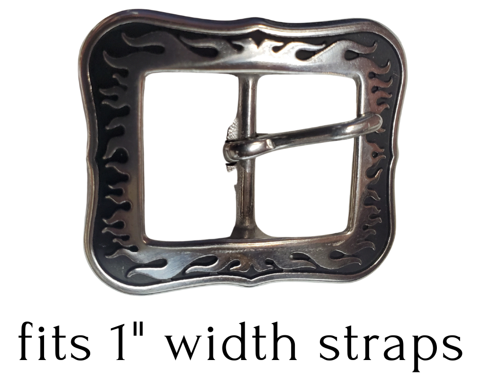 Stainless Steel 1" Width - Fired up and ready to attach to your existing belt. Designed to fit 1" belts and measuring approximately 1 3/4" x 1-7/8", it's available in our shop near Nashville in Smyrna, TN. Limited stock.