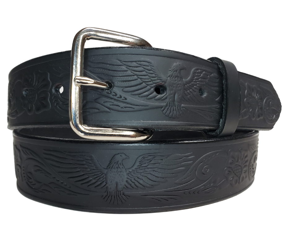 Embossed Black Leather Belt Clemence Croc-Embossed Leather Belt Belt in Black Croc  main image 3