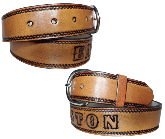 The "Woodbury" Name Leather Belt "Quick Ship"