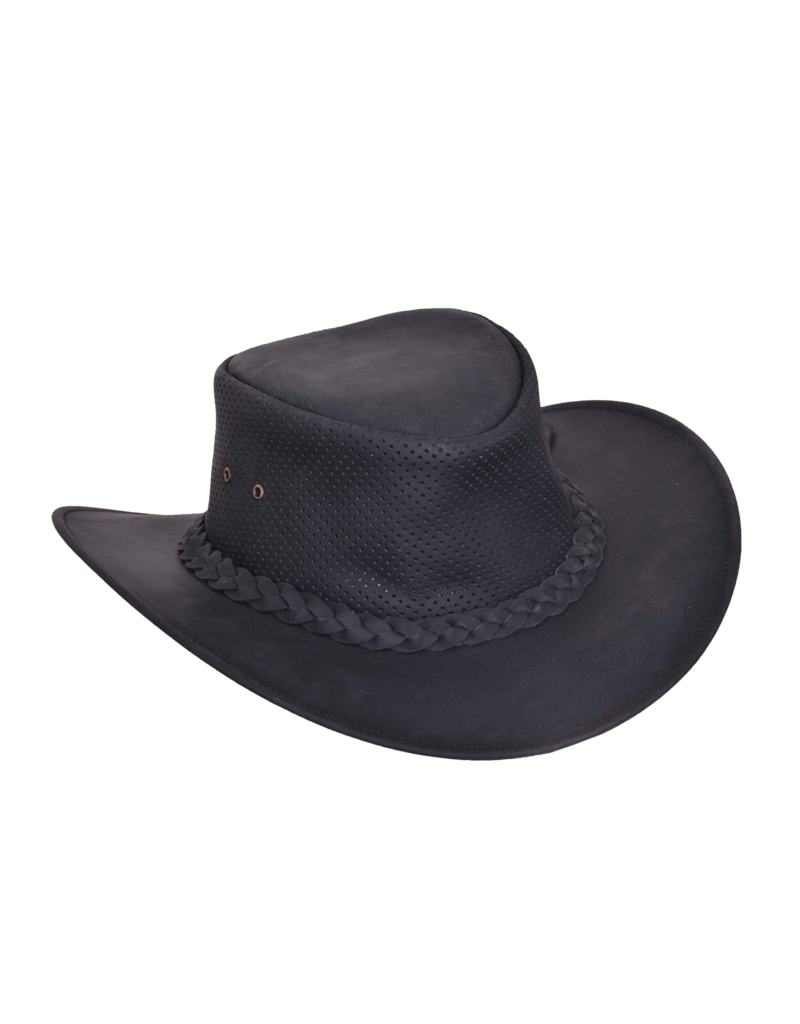 Leather Vented Outback Hat-Leather Aussie/Outback style hat Perforated Top and sides great for summer  M-XL Available in our retail shop in Smyrna, TN, just outside of Nashville.