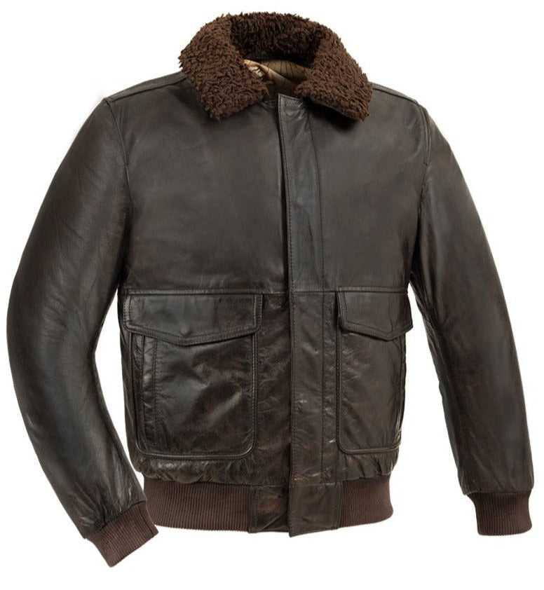 The Baron Classic WW2 Bomber Jacket Soft Naked Buffalo Leather. Removable faux shearling collar Polyester and satin lining Two inside zipper pockets Two drop down pockets Two side hand pockets Front closure with snaps and main zipper Lifetime Warranty on Hardware Clean by Leather Specialist. Available at our Smyrna, TN shop just outside of Nashville. Call or stop in for current stock, available S-5X.