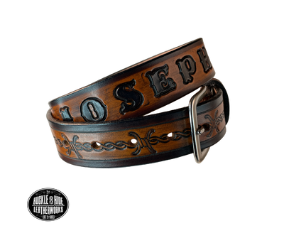 "Lil' Barbwire" Leather KIDS/CHILDRENS Name Belt
