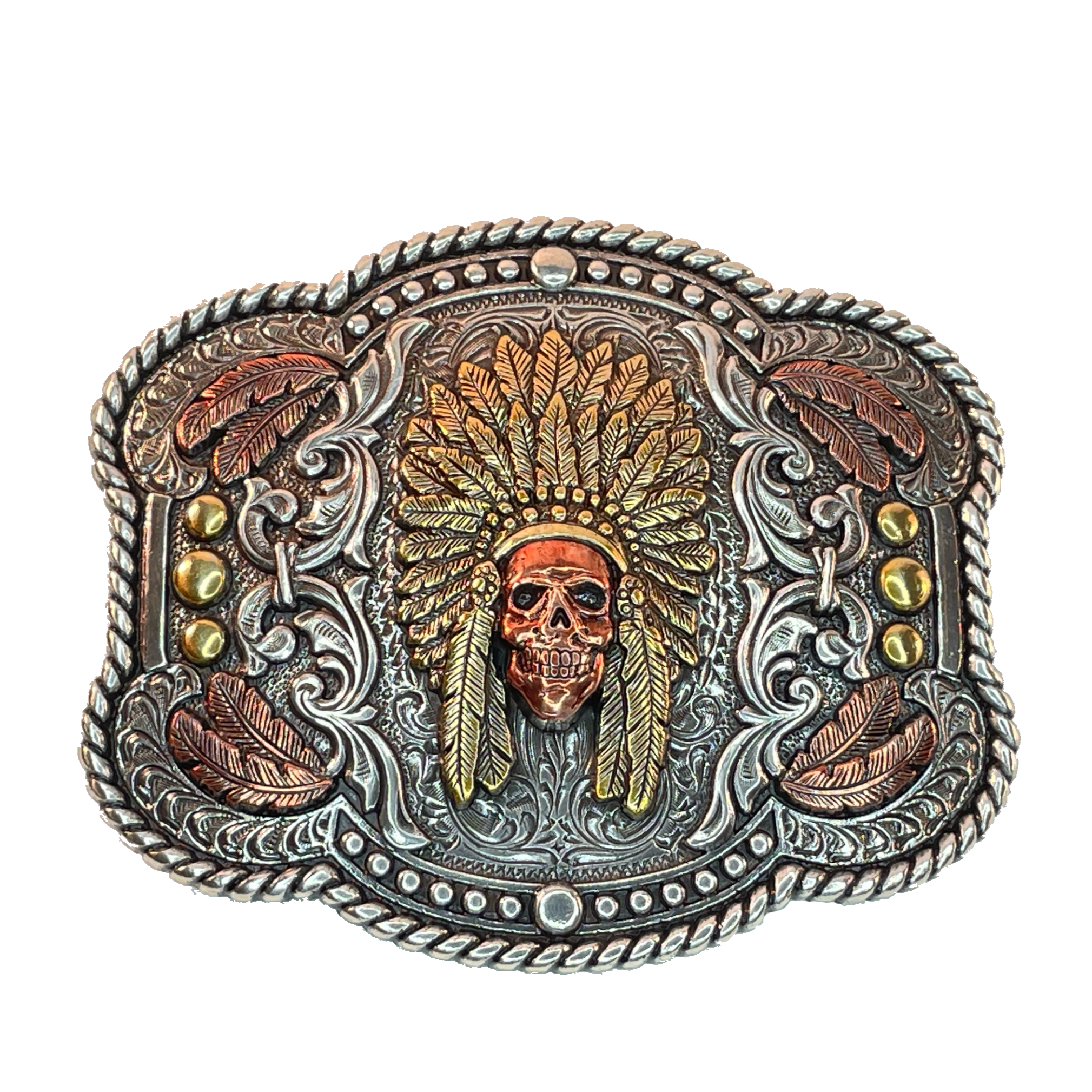 The Crazy Horse Chief Belt Buckle Buckle and Hide Leather LLC