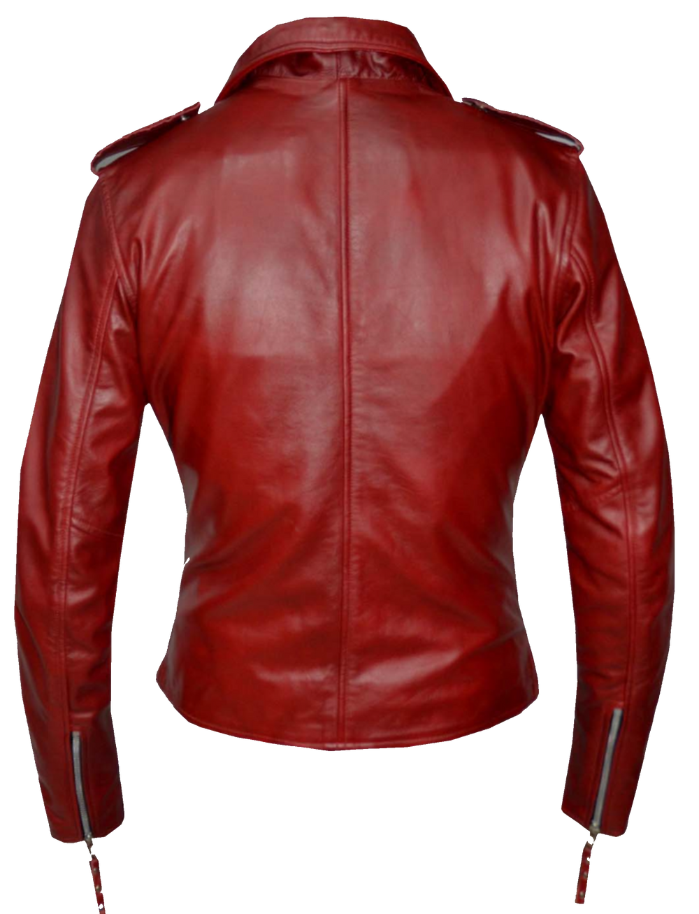 This Blood Red Lamb skin jacket is designed with soft and supple material, reminiscent of a timeless classic. With a fashionable look that has lasted over 100 years, it features black lining, antique silver hardware, and four outside pockets and two inside pockets. You can find it near Nashville, in Smyrna, TN.
