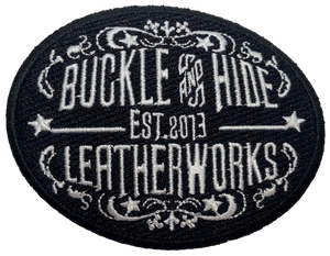 Black and White Buckle and Hide Graphic Embroidered Patch