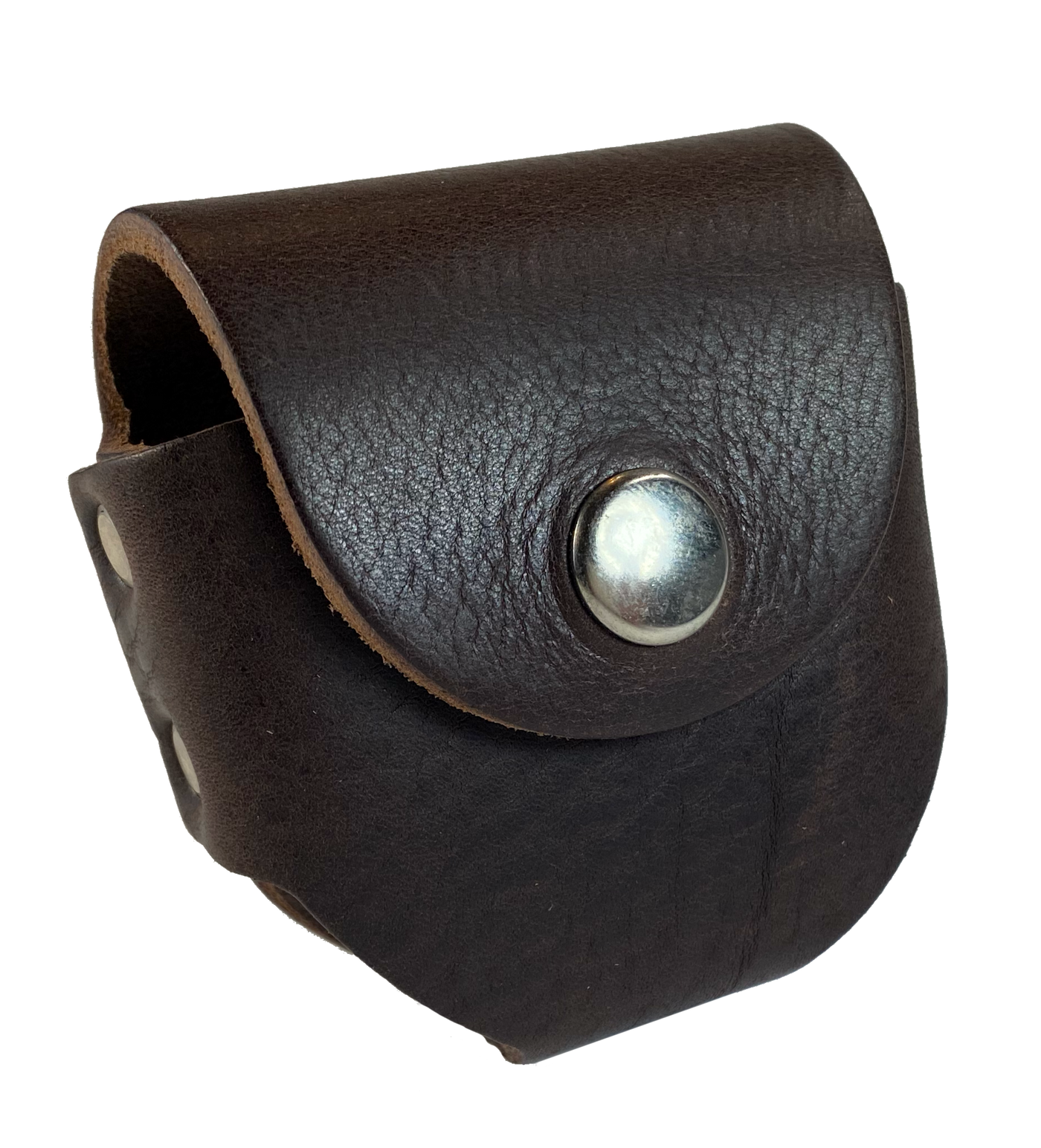 Made in USA Leather case to hold a can of snuff. Attaches to your belt. Snap closure. Available in Brown. Available online and in our retail shop in Smyrna, TN. 