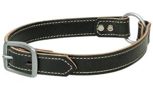Constructed from durable, weather-resistant bridle leather. Center ring allows the collar to roll if caught on an obstruction. Aluminum-finished hardware provides long-lasting durability. Precise wheat stitching gives these collars a classic look. Available at our Smyrna, TN shop just outside Nashville.