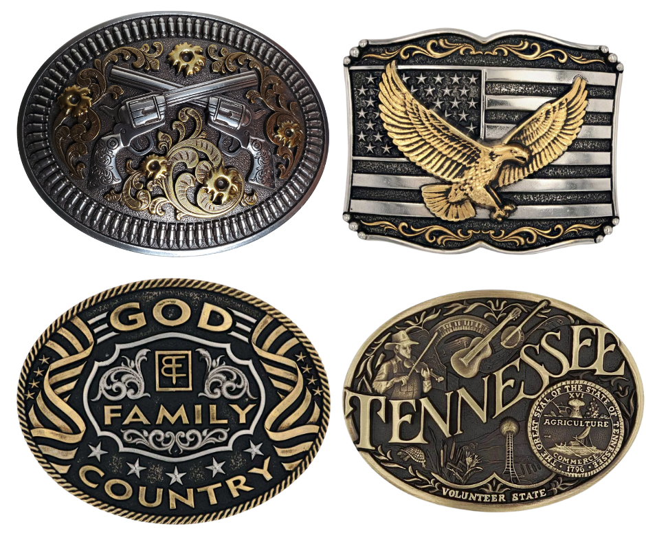 CUSTOM NAME BELTS IN OUTDOOR AND PATRIOTIC THEMES