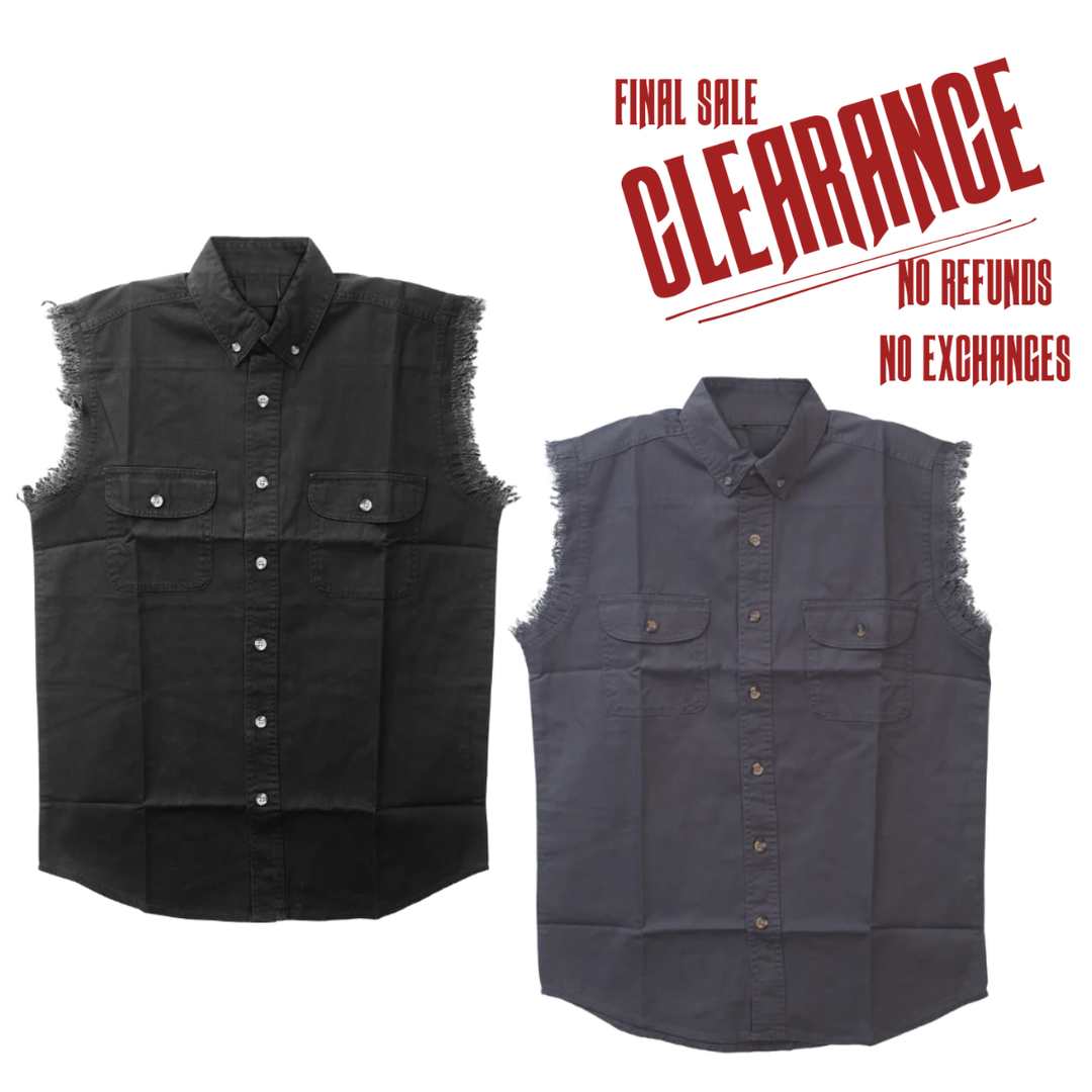 Sleeveless Button Work Shirt CLEARANCE!