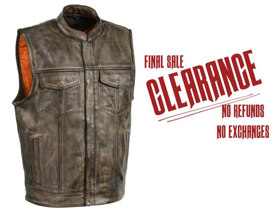 The "Savage" Distressed Brown Leather Club Vest CLOSEOUT!!