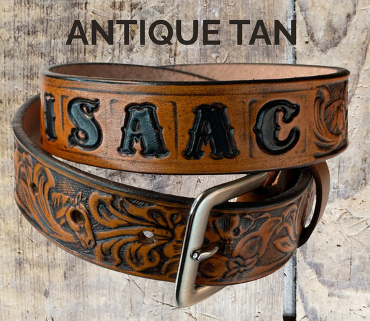 KIDS MUSTANG BELT ANTIQUE TAN