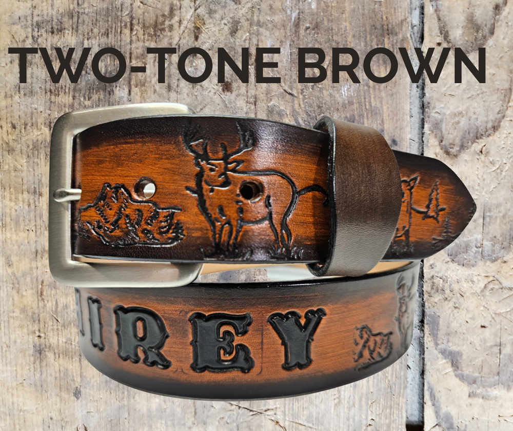 The Big Buck Leather Name Belt