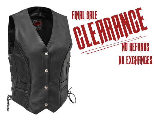Ladies Braided Black Leather Vest CLOSEOUT! 1 5X left.