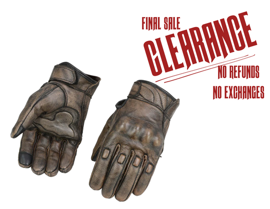 Brown Leather Knuckle Riding Gloves CLOSEOUT!