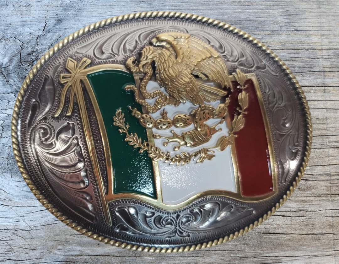 Mexican Bandera Western Buckle