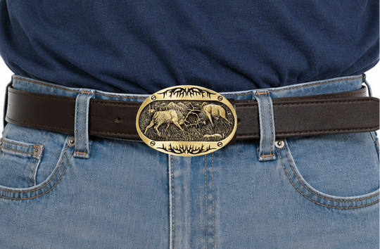 Brass colored oval Montana Silversmith&