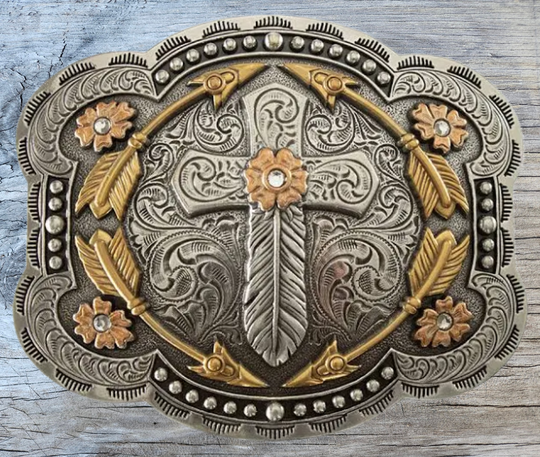 The "Feathered Cross" Belt Buckle