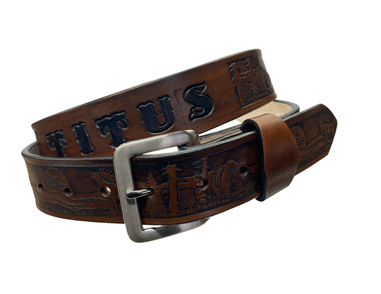 "The Rockies" Name Leather Belt