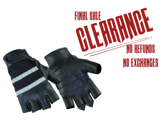 Fingerless Reflective Leather Riding Gloves CLOSEOUT!!