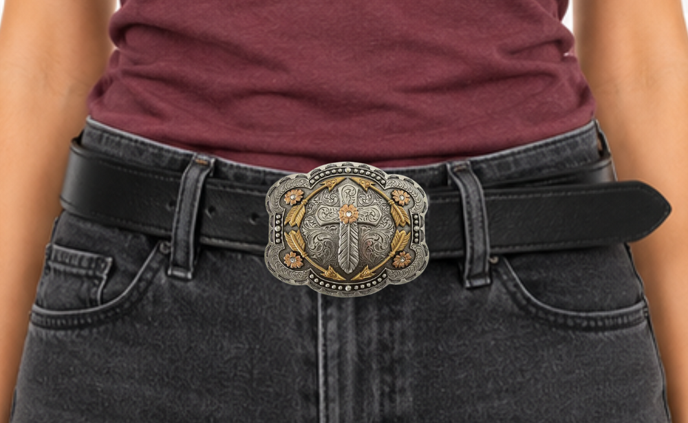 The "Feathered Cross" Belt Buckle