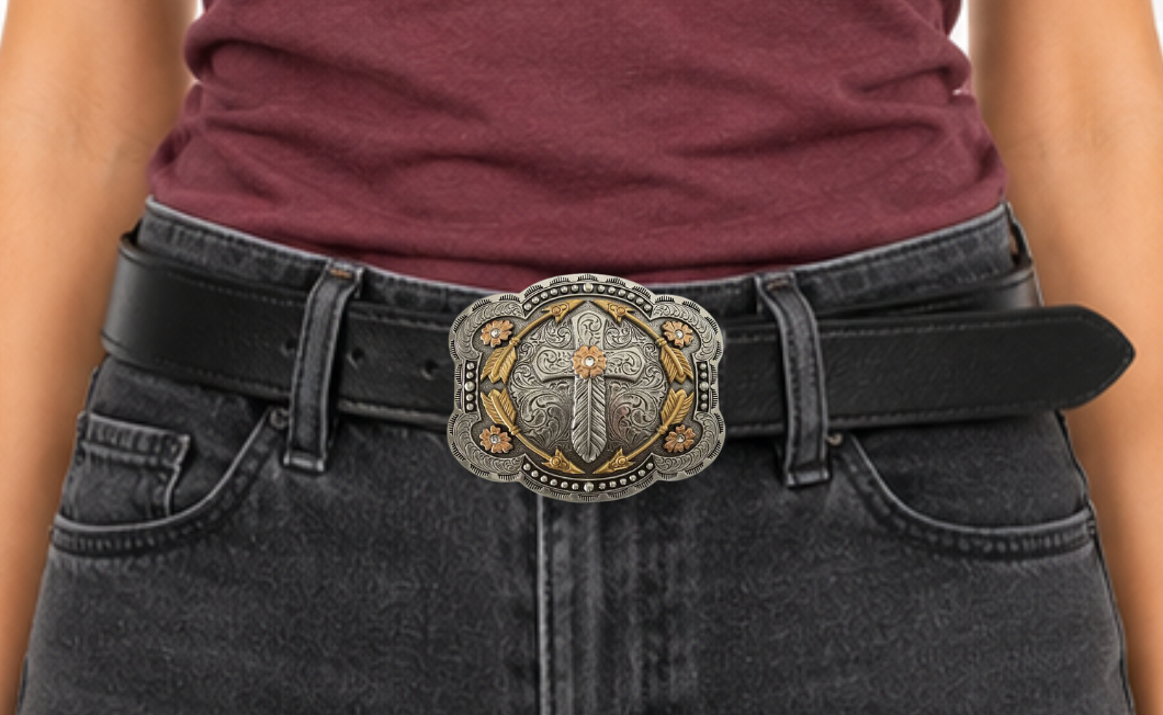 The "Feathered Cross" Belt Buckle