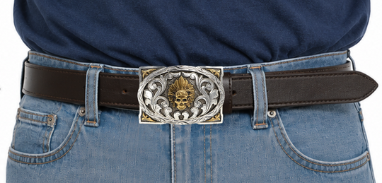 Skull Chieftain Belt Buckle