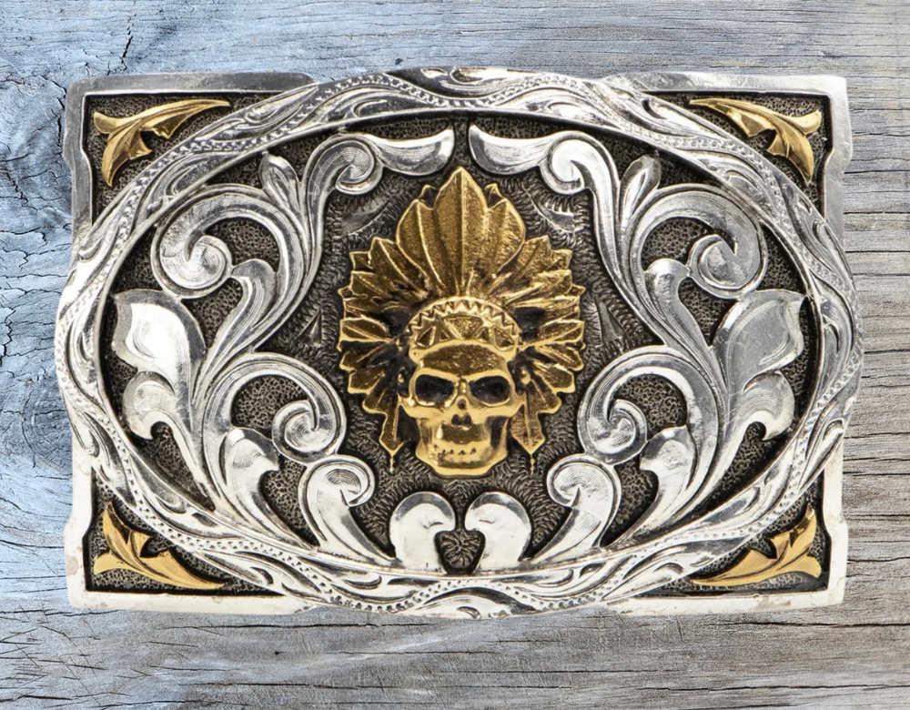 Skull Chieftain Belt Buckle