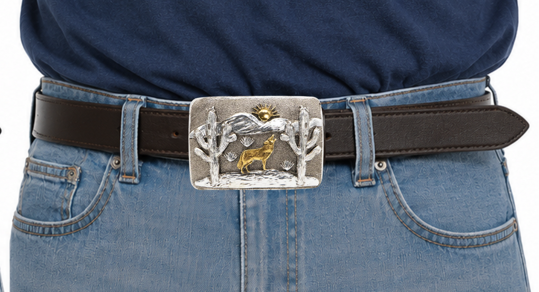 Desert Coyote Belt Buckle