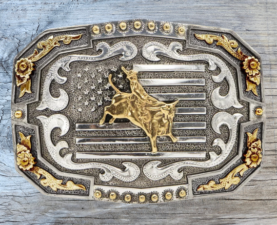 American Bullrider Flag Belt Buckle