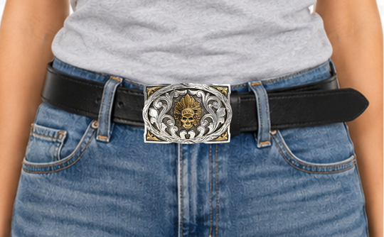 Skull Chieftain Belt Buckle