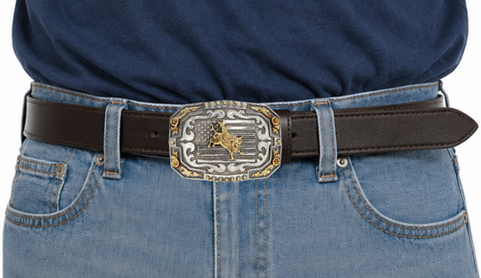 American Bullrider Flag Belt Buckle