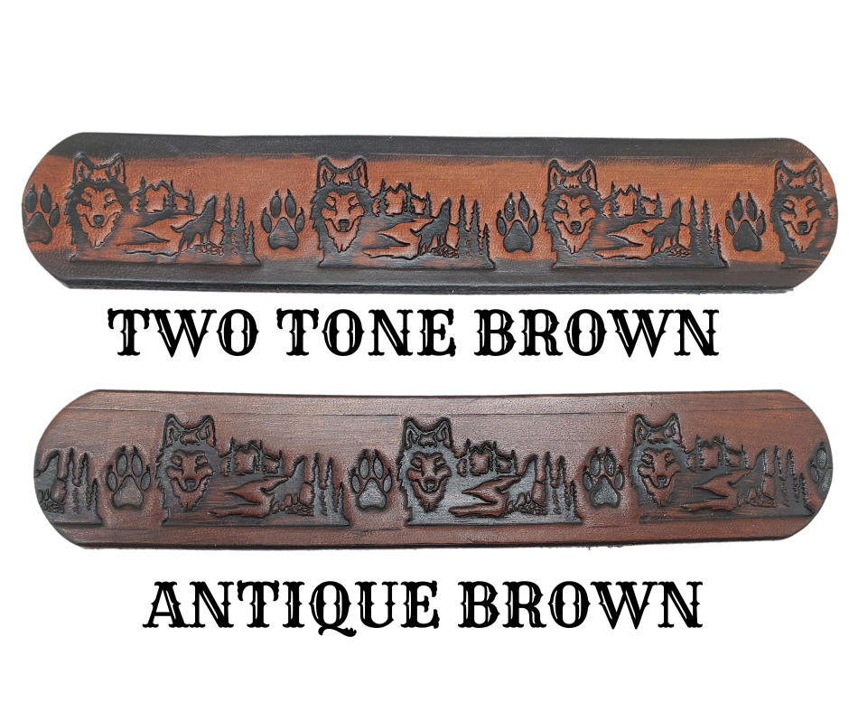 Wolves are mysterious animals being a Loner or in a pack. Were giving a nod to the well known movie with our Dancin Wolves Hand finished and crafted from thick, veg-tan cowhide at our workshop in Smyrna, TN not from the heart of Nashville, this belt is sure to leave a lasting impression. And with an adjustable 1 1/2" width, a quick and easy buckle change-out is never out of the question!&nbsp;